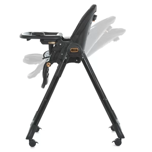 Стільчик ME 1037-B CRYSTAL Black Gold для годування, 5-точ. ремені, матрац, 4 колеса, шкір., чорний