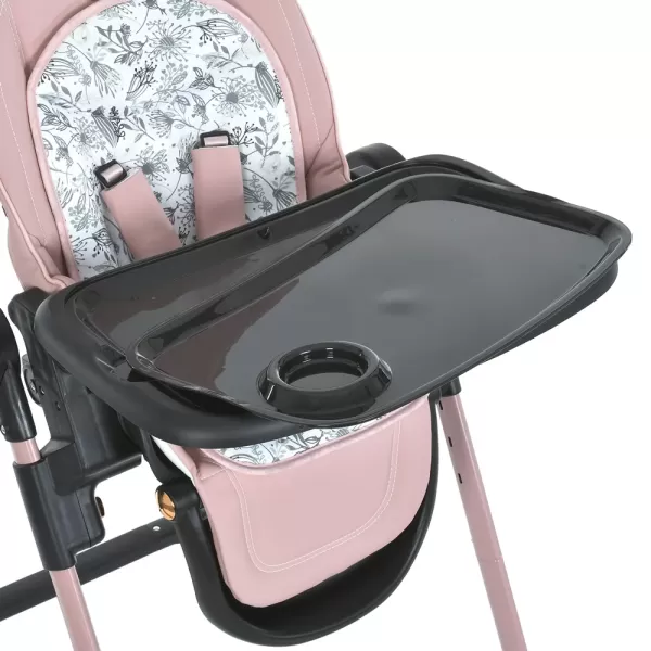 Стільчик ME 1037-B CRYSTAL Rose Gold для годування, 5-точ. ремені, матрац, 4 колеса, шкір., рожевий