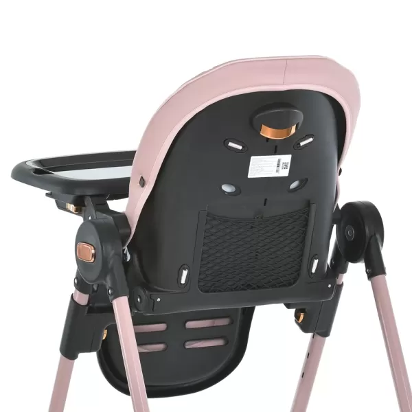 Стільчик ME 1037-B CRYSTAL Rose Gold для годування, 5-точ. ремені, матрац, 4 колеса, шкір., рожевий
