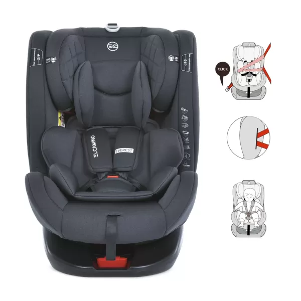 Автокрісло дитяче ME 1114 EVEREST Dark Gray 0,1,2,3(до36кг),5-ти точ.рем.безп.,isofix,360,темн.-сір.