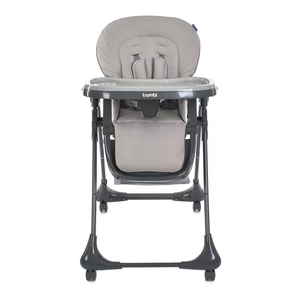 Стільчик M 3233L-G Beige для годування, 3 полож. спинки та підніжки ,4 колеса,кошик,екошкіра,бежевий