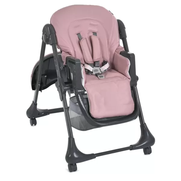 Стільчик M 3233L-G Pink для годування, 3 полож.спинки та підніжки , 4 колеса, кошик,екошкіра,рожевий