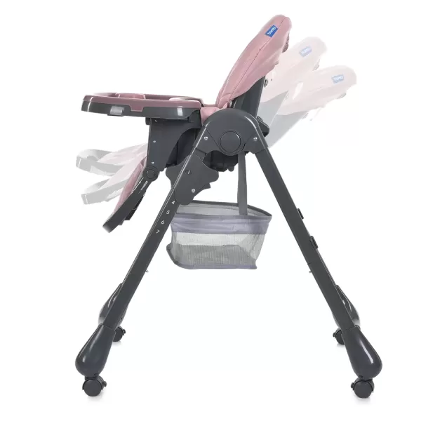 Стільчик M 3233L-G Pink для годування, 3 полож.спинки та підніжки , 4 колеса, кошик,екошкіра,рожевий