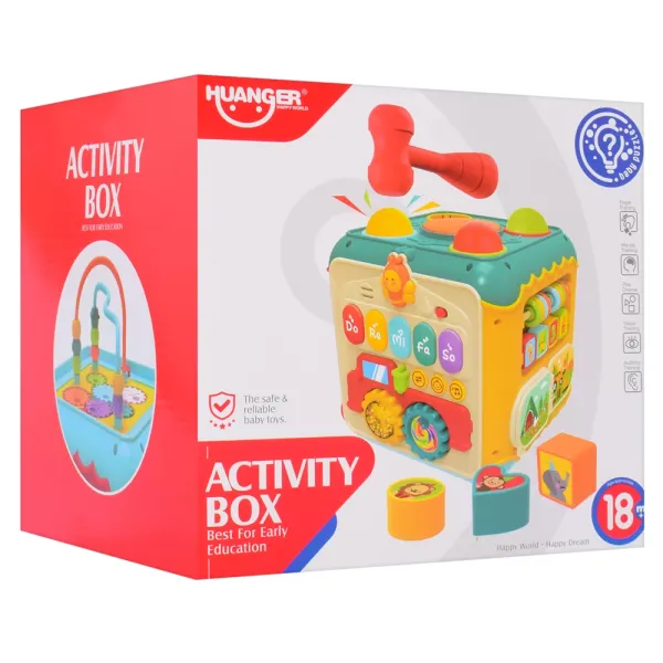 Гра HE0533 куб, стукалка, піаніно, лабіринт, шестерінки, муз., світло, бат., кор., 23-22-23 см.