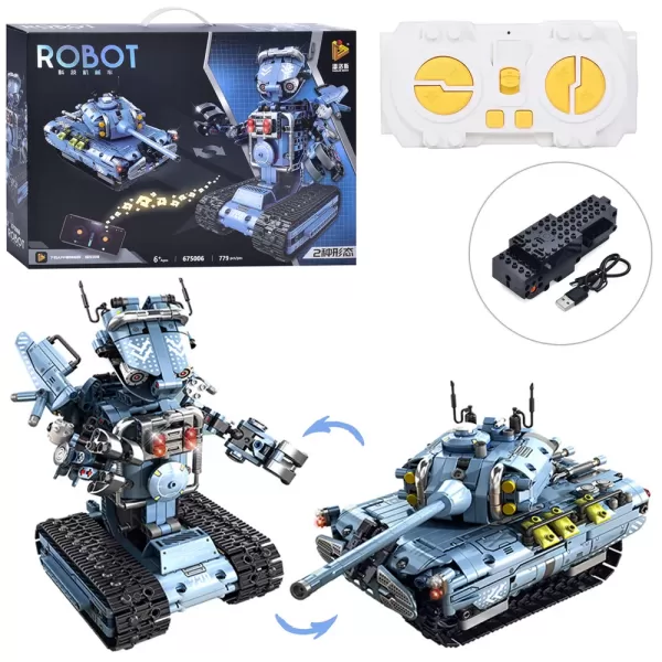 Конструктор 675006 радіокер., 2в1 (танк, робот), 779 дет., акум., USB, кор., 50-36-8 см.