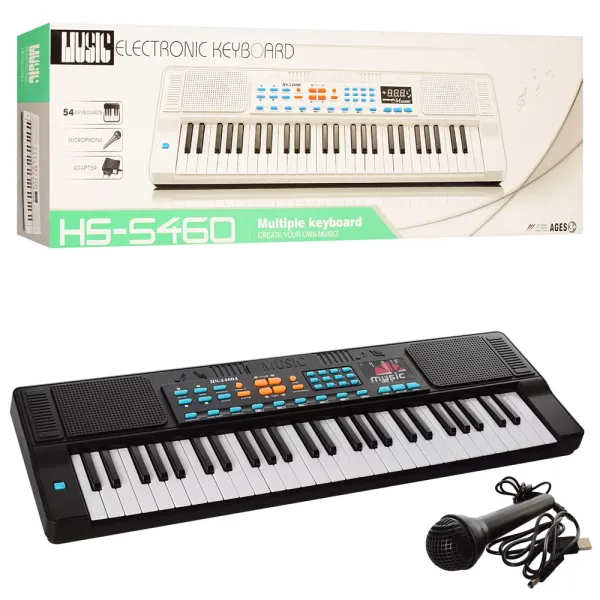 Синтезатор HS5460A 54 клавіші, мікрофон, запис, USB, муз., бат., кор., 78-25,5-9,5 см.