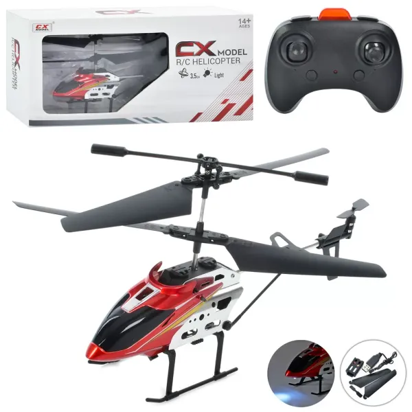 Гелікоптер CX018 радіокер., акум., USB, світло, додаткові лопаті, кор., 34-15,5-7 см.