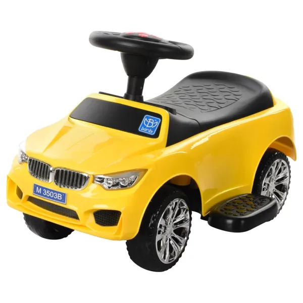 Каталка-толокар M 3503B-6 ручка, жовтий, муз., світло, бат., 89,5-44-90 см.