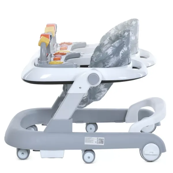 Ходунки ME 1163 MULTIWAY Gray 2в1 пушер, колеса 6 шт., муз., світло, бат., кор., сірий