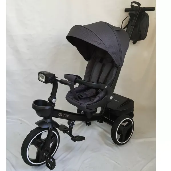 Велосипед ME 1162-1 VECTOR Dark Gray (1шт) 3 кол.PU (12/10) поворот сид.,швидкоз'ємні кол.гальма,склад.кермо,світло,підшип.,сумка,дощовик,графітовий