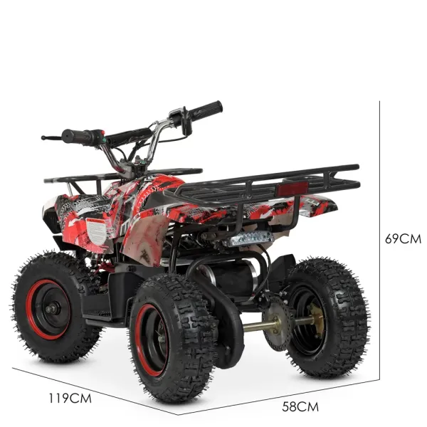 Квадроцикл HB-ATV800AS-3 мотор 800W, 3 акум. 12A/12V, швид. 22 км/ч, до 65 кг, червоний.