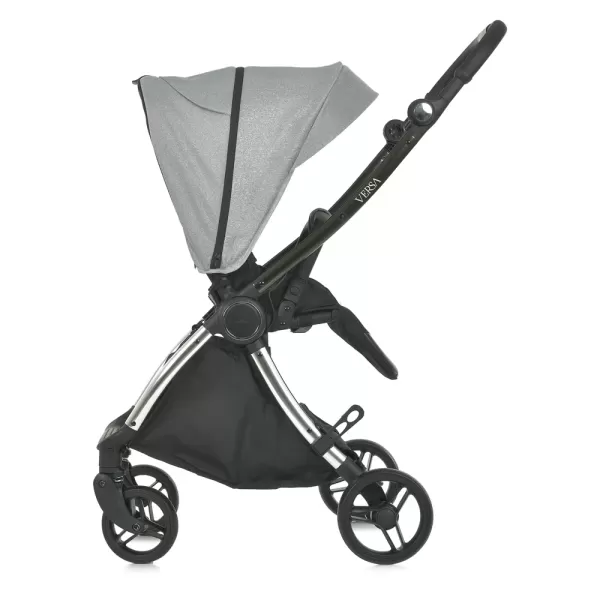 Візок дитячий ME 1078 VERSA Melange Gray прогулян., книжка, кол. 4 шт., чохол, хром. рама, сірий.