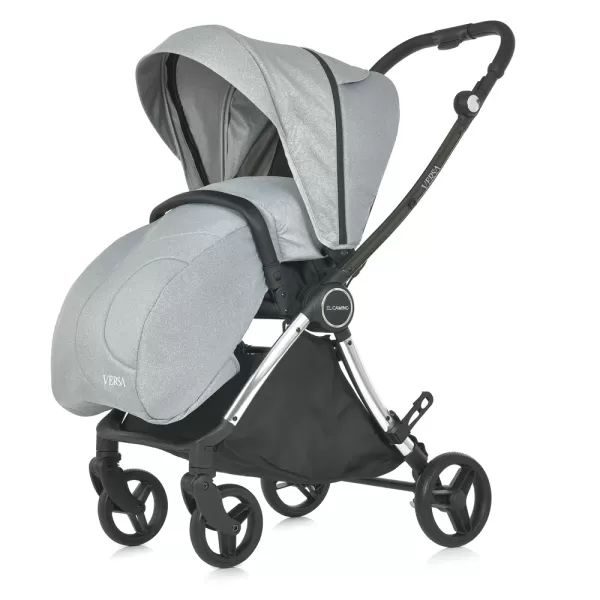 Візок дитячий ME 1078 VERSA Melange Gray прогулян., книжка, кол. 4 шт., чохол, хром. рама, сірий.
