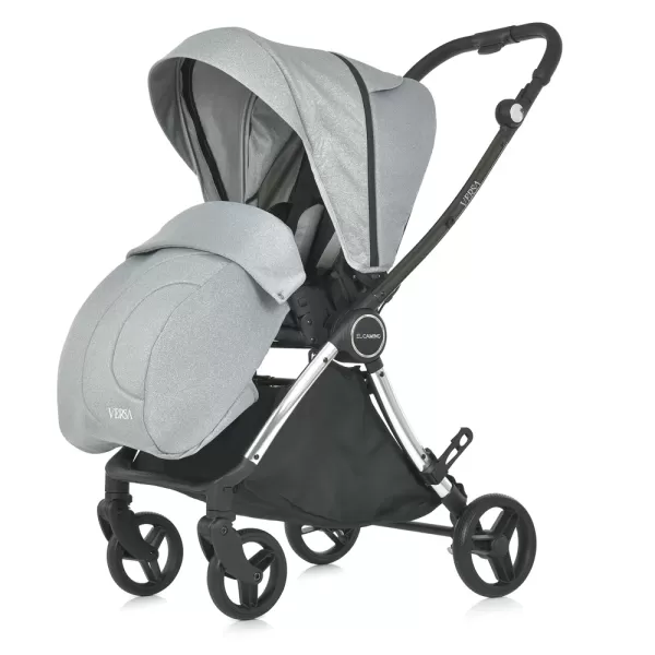 Візок дитячий ME 1078 VERSA Melange Gray прогулян., книжка, кол. 4 шт., чохол, хром. рама, сірий.