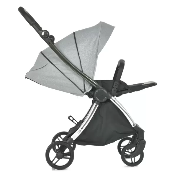 Візок дитячий ME 1078 VERSA Melange Gray прогулян., книжка, кол. 4 шт., чохол, хром. рама, сірий.