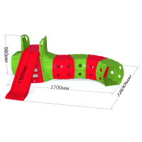 Дитяча Гірка з тунелем DOLONI-TOYS 01470 /, 3 різних кольори  Червоно-зелена