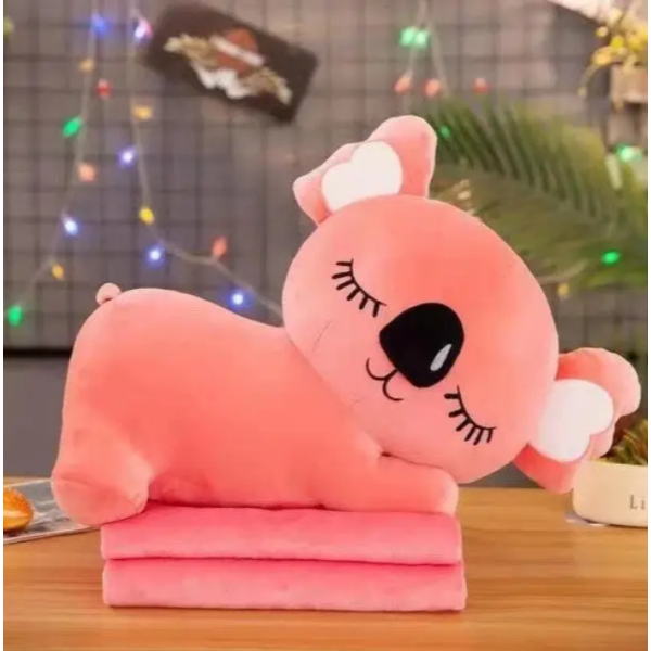 Дитяча м'яка іграшка "Коала" L1129(Pink) іграшка з пледом, розмір 50 см