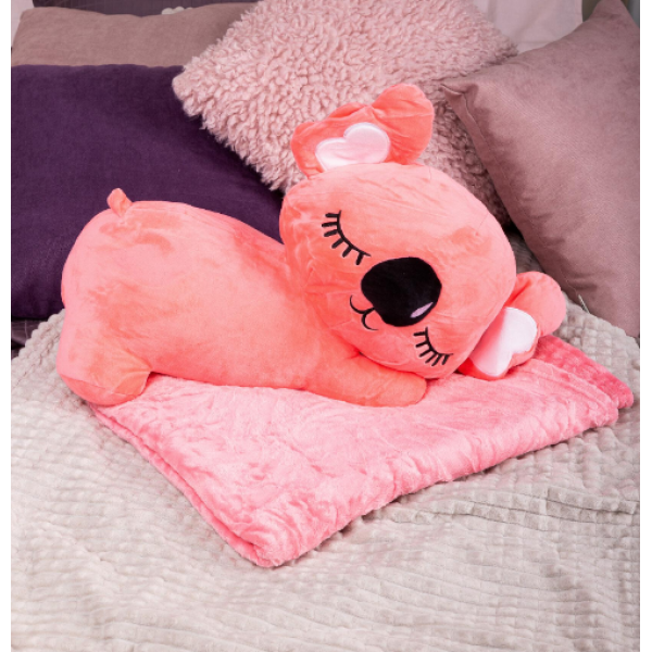 Дитяча м'яка іграшка "Коала" L1129(Pink) іграшка з пледом, розмір 50 см