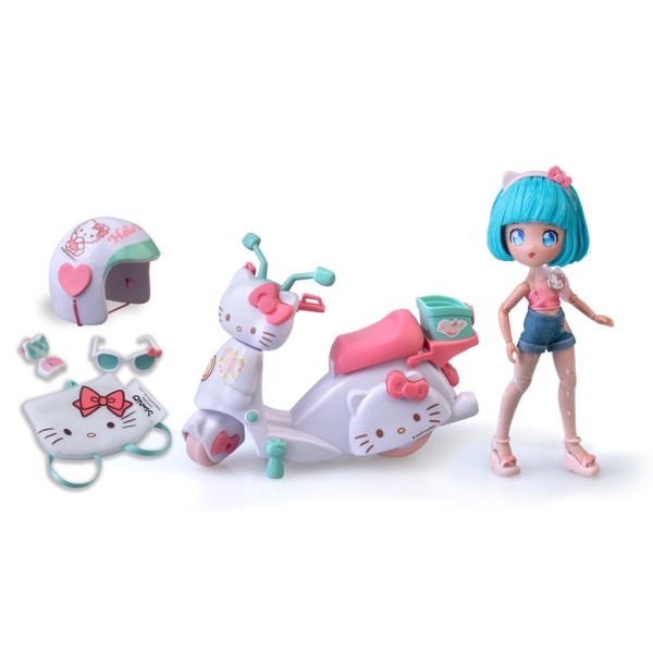 Дитяча лялька "Красуня пінк на скутері" 4SF Manga Dolls HKTF3000 серії "Hello Kitty"