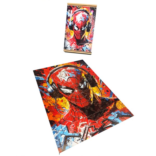 Фігурний пазл з дерева "Людина-павук" PZ003-A3W-AC 180-250 деталей, А3 з мішечком і стрічкою