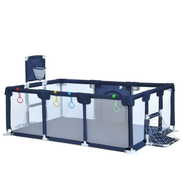 Дитяче ліжко-манеж MR 1338-BL, з баскетбольним кільцем