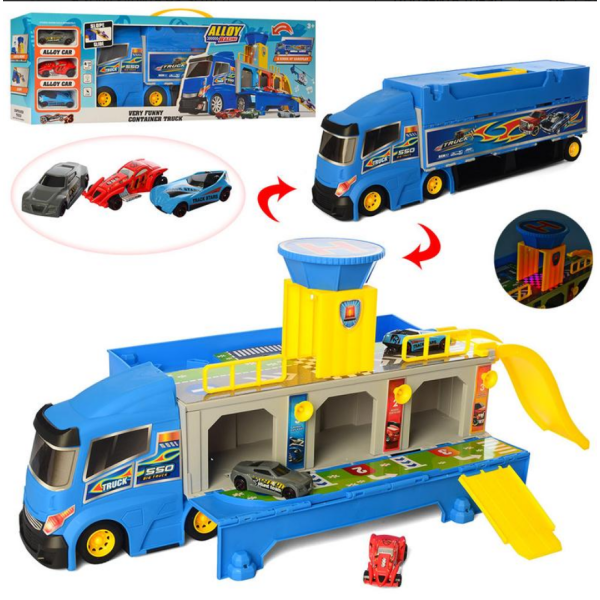 Іграшкова Вантажівка-паркінг "Гонка" HW-118, 3 машинки