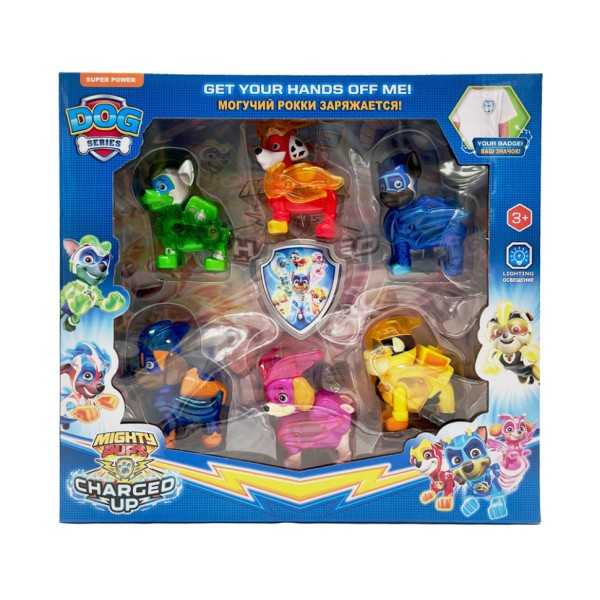 Ігровий набір Щенячий Патруль PH038, 6 фігурок які світяться та нагрудний значок