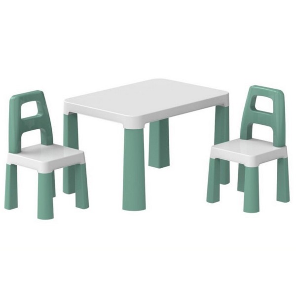 Дитячий стіл із двома стільцями 0440TXK біло-зелений