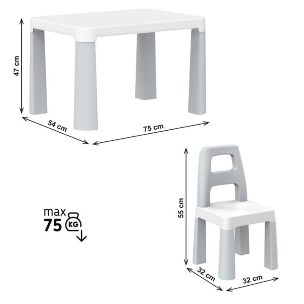 Дитячий стіл з двома стільцями ТехноК 0150TXK світло-сірий