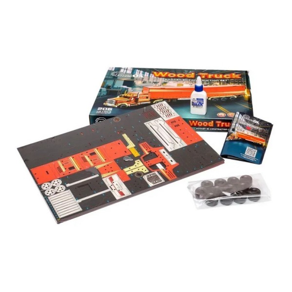 Дитячий дерев'яний 3D конструктор "Фура з причепом" Puz-00952, 206 деталей