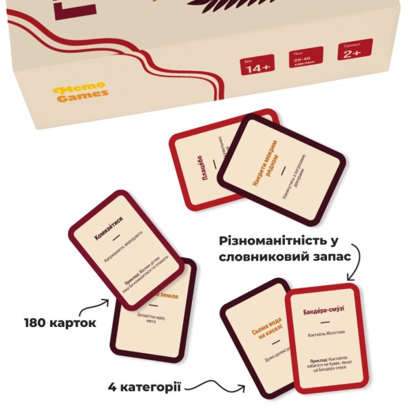 Игра настольная Игра слов MemoGames 0013MG 180 карточек, 4 категории