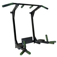 Тренажер турнік з підйомними брусами Iron Pro 4 в 1 NE-TR-5B, з м'якими ручками, чорний