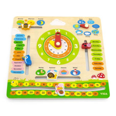 Деревянный календарь Viga Toys с часами англ. язык (44538)
