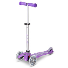 Самокат MICRO серії "Mini Deluxe Fairy Glitter LED" – ПУРПУРОВИЙ (до 50 kg, 3-х колісний, світло)