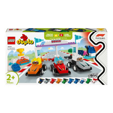 Конструктор LEGO DUPLO Town Автомобили для гонок и пилоты команд Формулы-1, 70 деталей (10445)