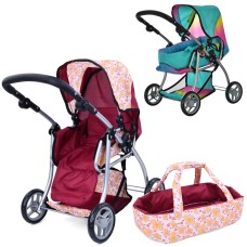 Візок 9672 для ляльки, мет., демісезонний, трансформер, люлька-переноска, кошик, 60-58-35 см.