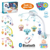 Карусель HB 0007 ABCD на ліжечко,дист.кер.,підвіски 4шт.,bluetooth,4кольори,муз.,світло,бат.,кор.