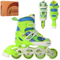 Ролики A 4141-S-GR(31-34) розсув.,шнур.+бакля,ал.рама,кол.ПУ64мм,1 світло,зелений,кор.,35-28-10,5см