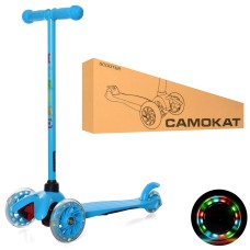 Самокат BB 3-013-5-BL MINI, алюм.+плас.,3 кол.-світло,ПВХ,2пер.120мм,заднє 80мм,підніжка,кермо,синій