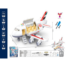 Конструктор YW9089 на шурупах, літак, викрутка, 61 дет., муз., світло, бат., кор., 39-41-13 см.