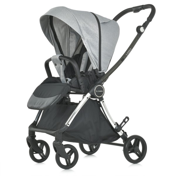 Візок дитячий ME 1078 VERSA Melange Gray прогулян., книжка, кол. 4 шт., чохол, хром. рама, сірий.