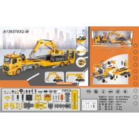 Конструктор YW9085A на шурупах,трейлер,екскаватор,викрутка,79дет.,муз.,світло,бат.