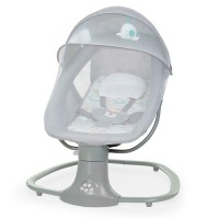 Заколисуючий центр 8104 пульт, таймер, москітна сітка, льон,  USB, муз., світло-сірий, м'ята