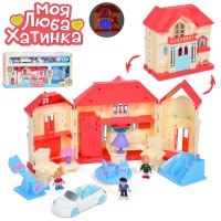 Будиночок WD-933C автомобіль, фігурка 3 шт., меблі, муз., світло, бат., кор., 64-32-8 см.