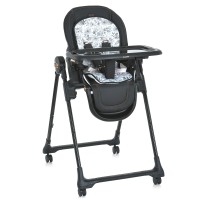 Стільчик ME 1037-B CRYSTAL Black Gold для годування, 5-точ. ремені, матрац, 4 колеса, шкір., чорний