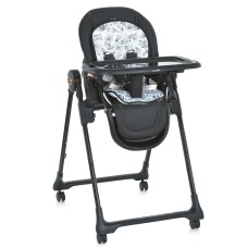 Стільчик ME 1037-B CRYSTAL Black Gold для годування, 5-точ. ремені, матрац, 4 колеса, шкір., чорний