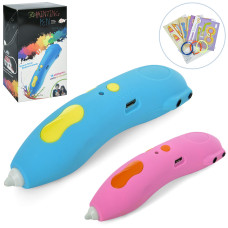 3D ручка 668 акум., USB, тип філоменту-PCL (3 кольори), 2 кольори, світло, кор.,15-25,5-8 см.