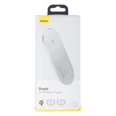 Бездротовий Зарядний Пристрій Baseus Simple 2in1 For Phones+Pods 15W WXJK 3.0A (Бiлий, 02)