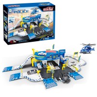 Гараж 660-A11 поліція, 2 поверхи, 1:64, гелікоптер, машинки-мет., 62 дет., кор., 48,5-35-10 см.