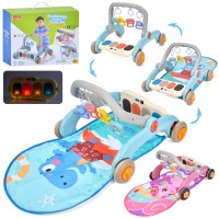 Каталка-ходунки 6668 3в1(килимок,ігр. центр),дуга з підвісками(4шт,брязкальце) піаніно-музика,світло